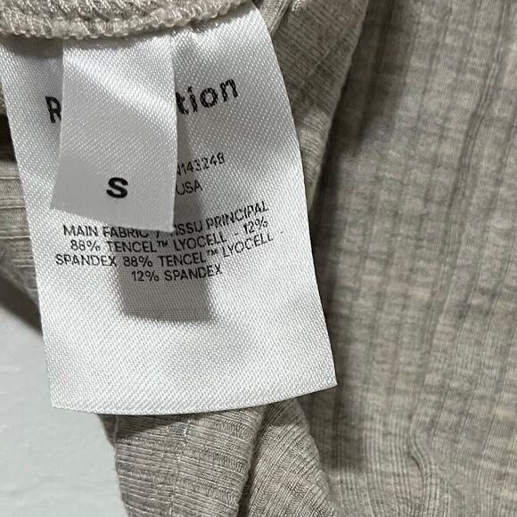 Reformation Pima Cropped Ribbed Top Size S Marble Gray Stretch Long Sleeve - Picture 6 of 9